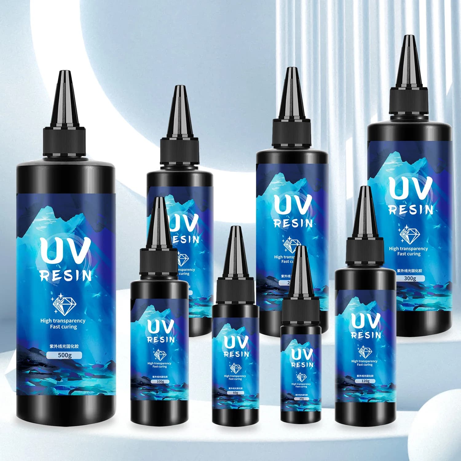 30-1000g Colla per resina UV rara Epossidica ad alta durezza trasparente Colla UV per creazione di gioielli Trasparenza Colla UV ad asciugatura rapida