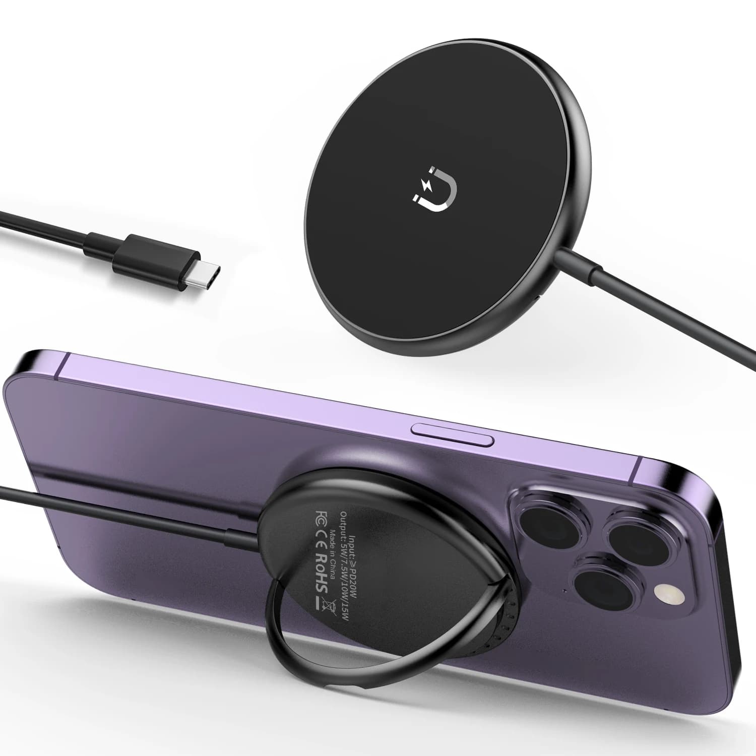 Maxsafe 15 W Quick Charging Magnetic Car Wireless Charger for iPhone 14 13 16 15 Pro XS Max Mini XR