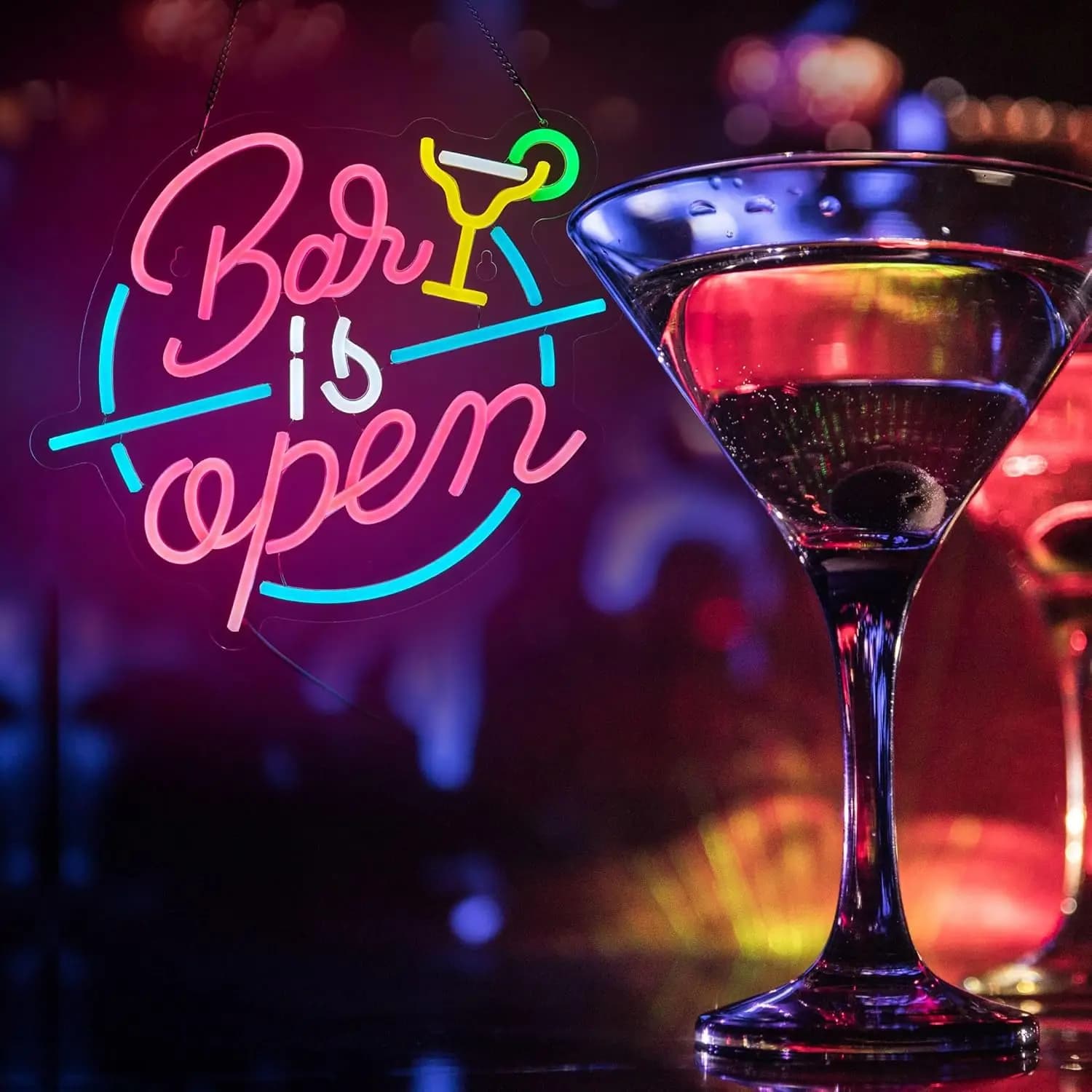 Insegna al Neon 'Open' per Decorazione Murale, Insegna LED 'Open Beer Bar' con Dimmer per Pub, Feste, Man Cave, Arredamento Artistico, Regalo