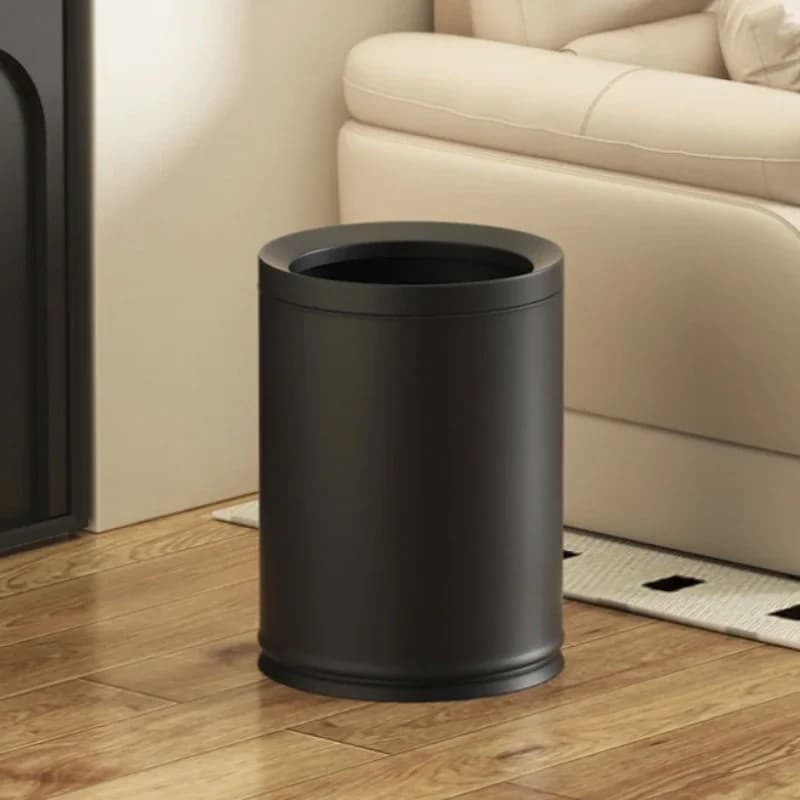 Simple Waste Bins Living Room Metal Wastebasket Large Capacity Food Waste Trash Can Kitchen Recycle Dustbin Home Clean Supplies