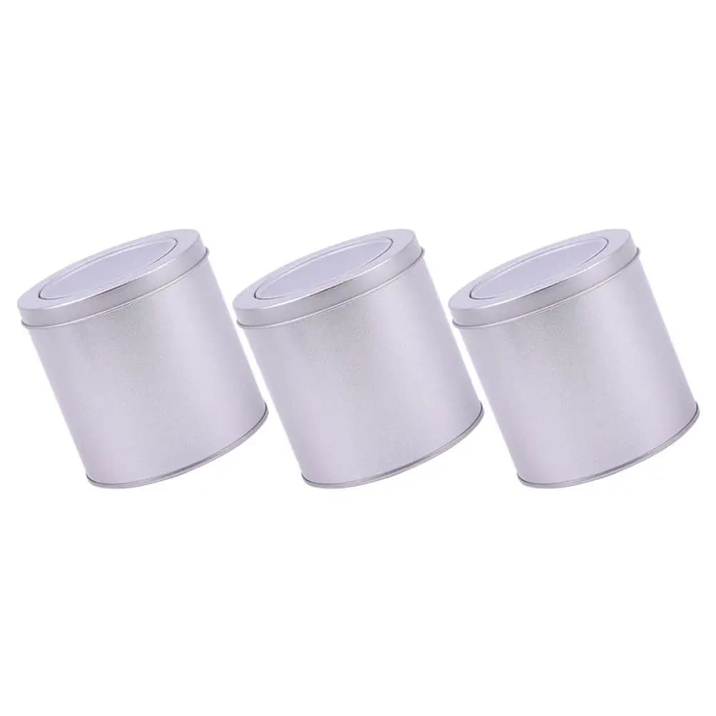 3Pcs Round Tinplate Tea Canister Airtight Sealing Jar for Loose Leaf Tea Coffee Beans Nuts Dried Fruits Portable Kitchen Storage