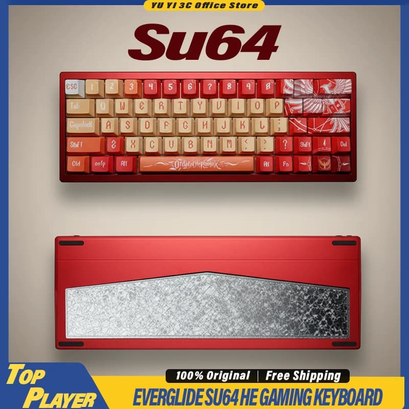 Tastiera da Gaming EVERGLIDE SU64 HE con Frequenza di Scansione 2304K, Polling 8kHz, Scansione Tasti a Effetto Hall ADC Diretta, RT 0.001mm, DKS, SOCD, TGL, RGB