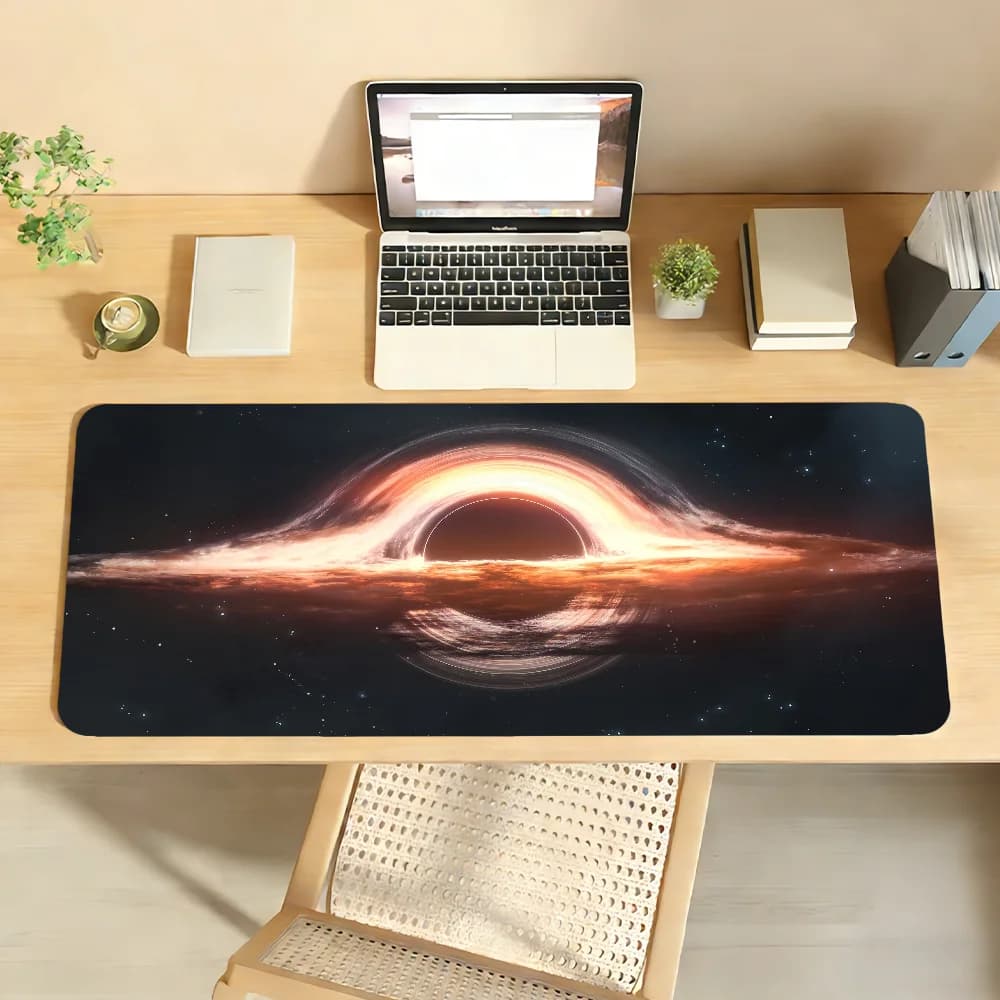 Mouse Space Black Hole Anti-slip Carpet with Locked Edge, PC and Laptop Desk Mat, Office Rubber Accessories, XXL Carpet for Keyboard and Games