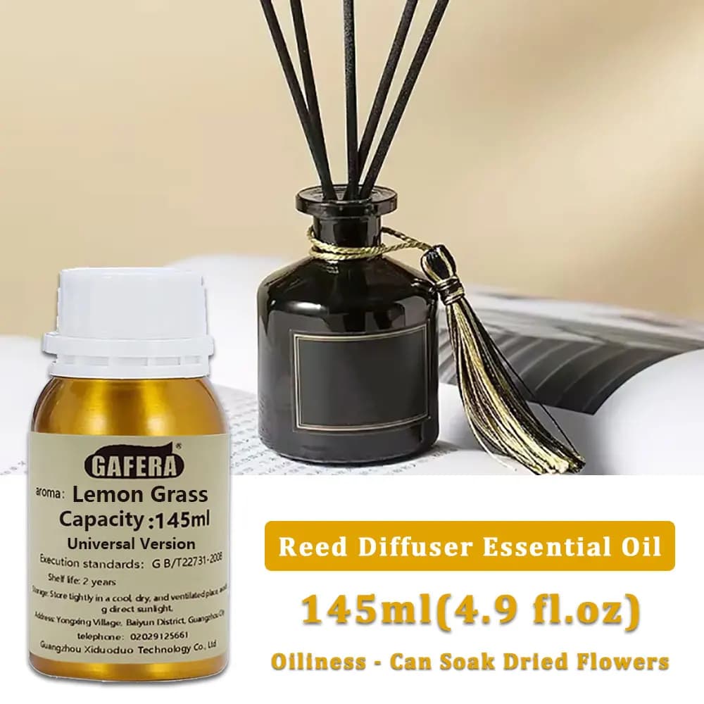 GAFERA 145ml (4.9 fl.oz) Oli Essenziali di Citronella - Per Diffusori a Bastoncini, Aromaterapia Senza Fiamma e Ricarica Diffusori