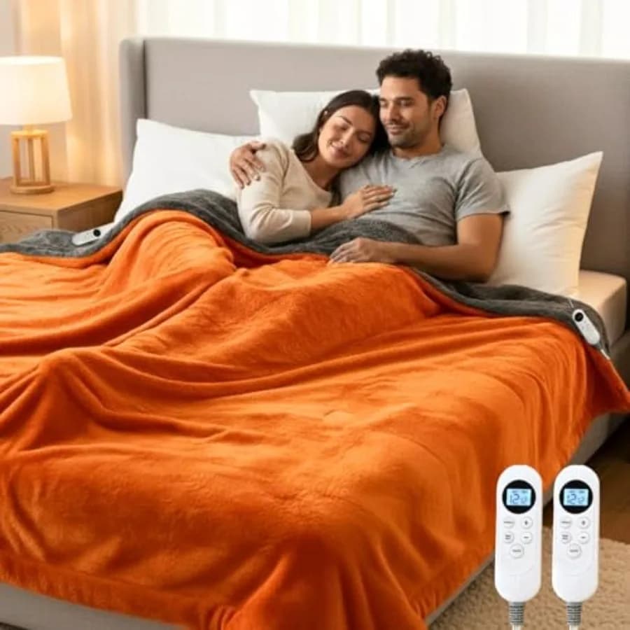 Coperta Elettrica Riscaldante King Size 90"x100" con Doppio Controllo, 12 Livelli di Calore, Timer 12H e Spegnimento Automatico