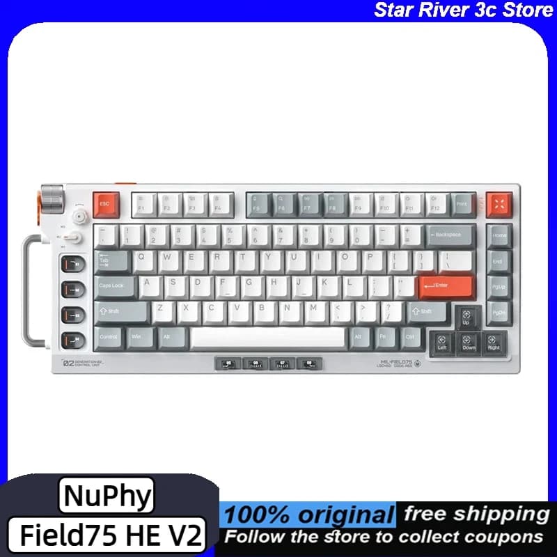 Gaming Keyboard NuPhy Field75 HE V2 with Magnetic Switch, Cable, Polling Rate 8KHz, RT 0.005 mm, Refresh Rate 32K, RGB
