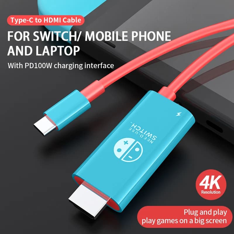 Cavo da USB-C a HDMI 4K 2M, Adattatore HDTV USB-C per TV, Convertitore per iPhone, Switch, Steam Deck, MacBook, iPad, Samsung, Xiaomi, Laptop