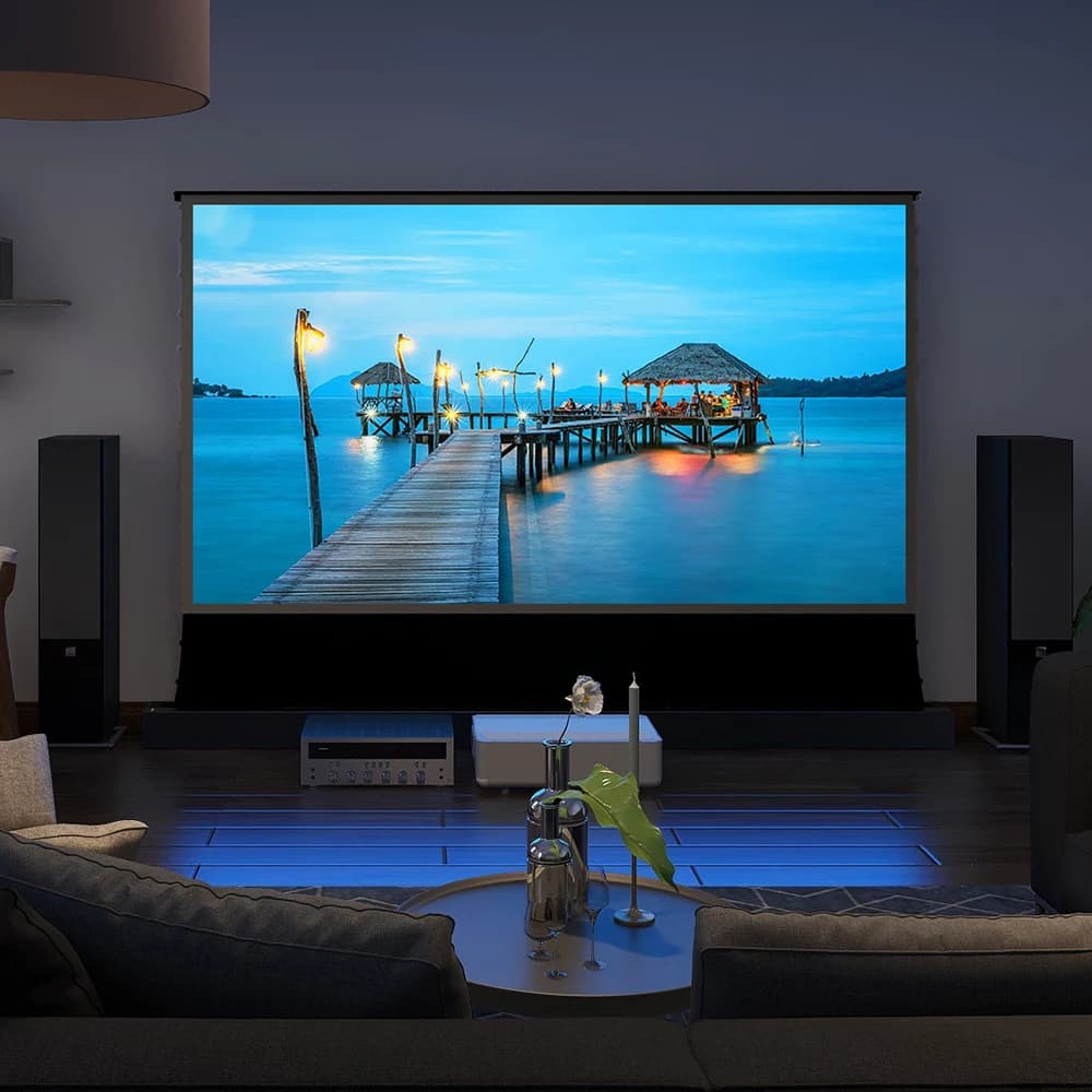 Schermo Elettrico a Tensione con Sollevamento da Terra 2026 ALR (Ambient Light Rejecting) Motorizzato per Proiettore Laser UST 4K