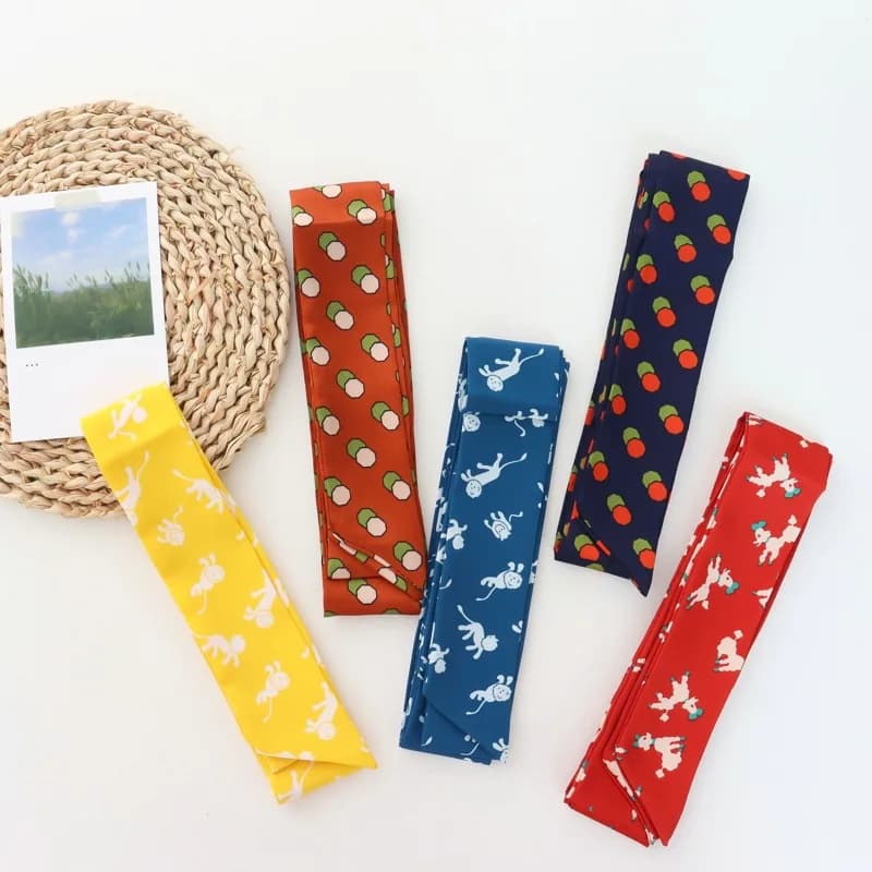 200cm Long Strip Small Silk Scarf Red Decorative Thin Narrow Pant Belt Dress Belt Ribbon All-Match Cloth Scarf Headband