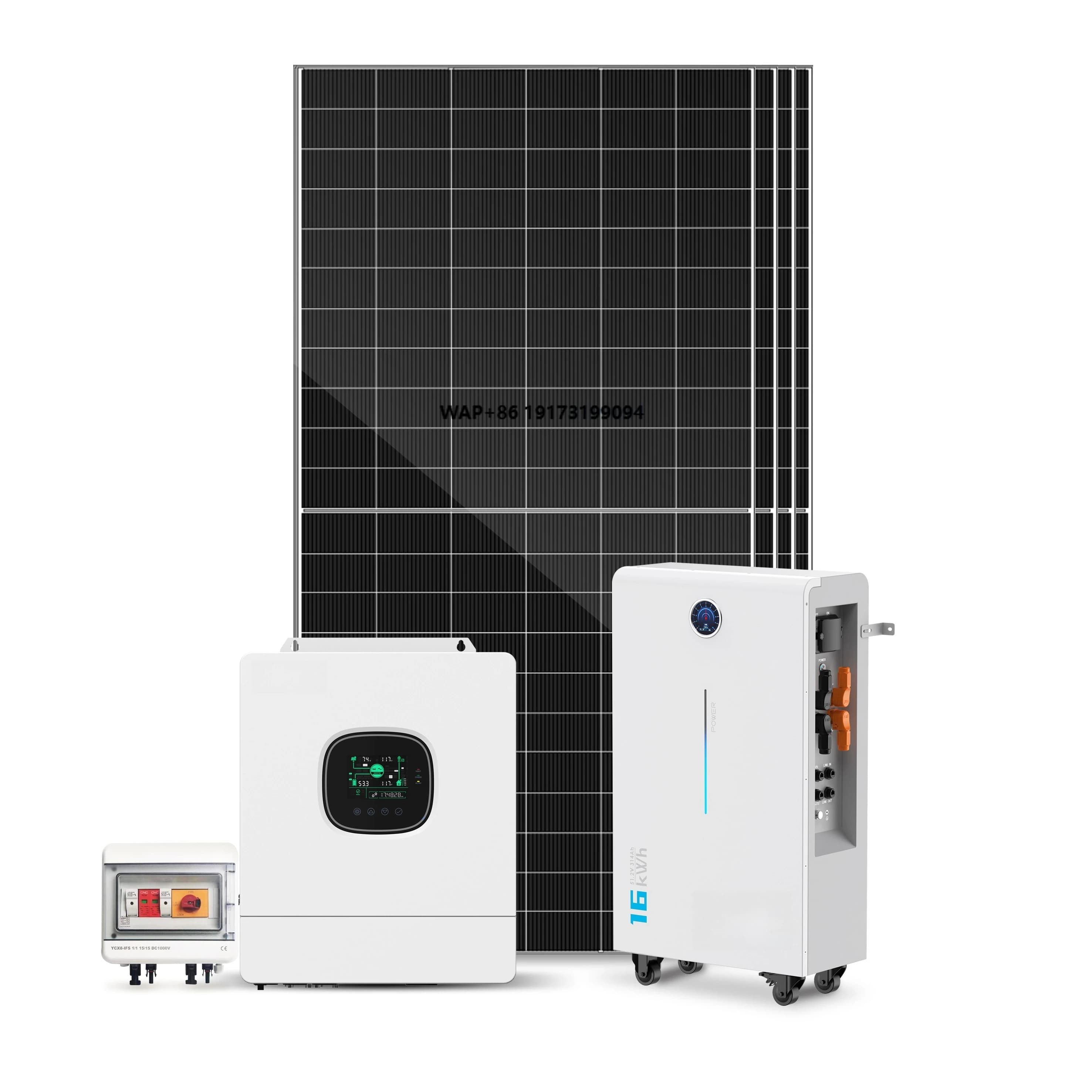 Sistema di Energia Solare Off-Grid da 5kW 10kW con Regolatore, Batteria agli Ioni di Litio e Kit Pannello Solare Monocristallino