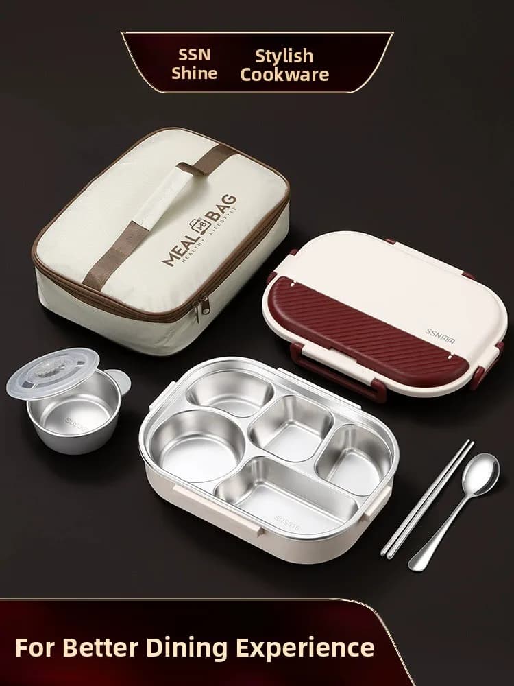 Contenitore per Pranzo Portatile in Acciaio Inox 316, Scatola Bento per Studenti, Contenitore per Pranzo Diviso per Lavoratori d'Ufficio, Lussuoso Contenitore Termico per Pranzo