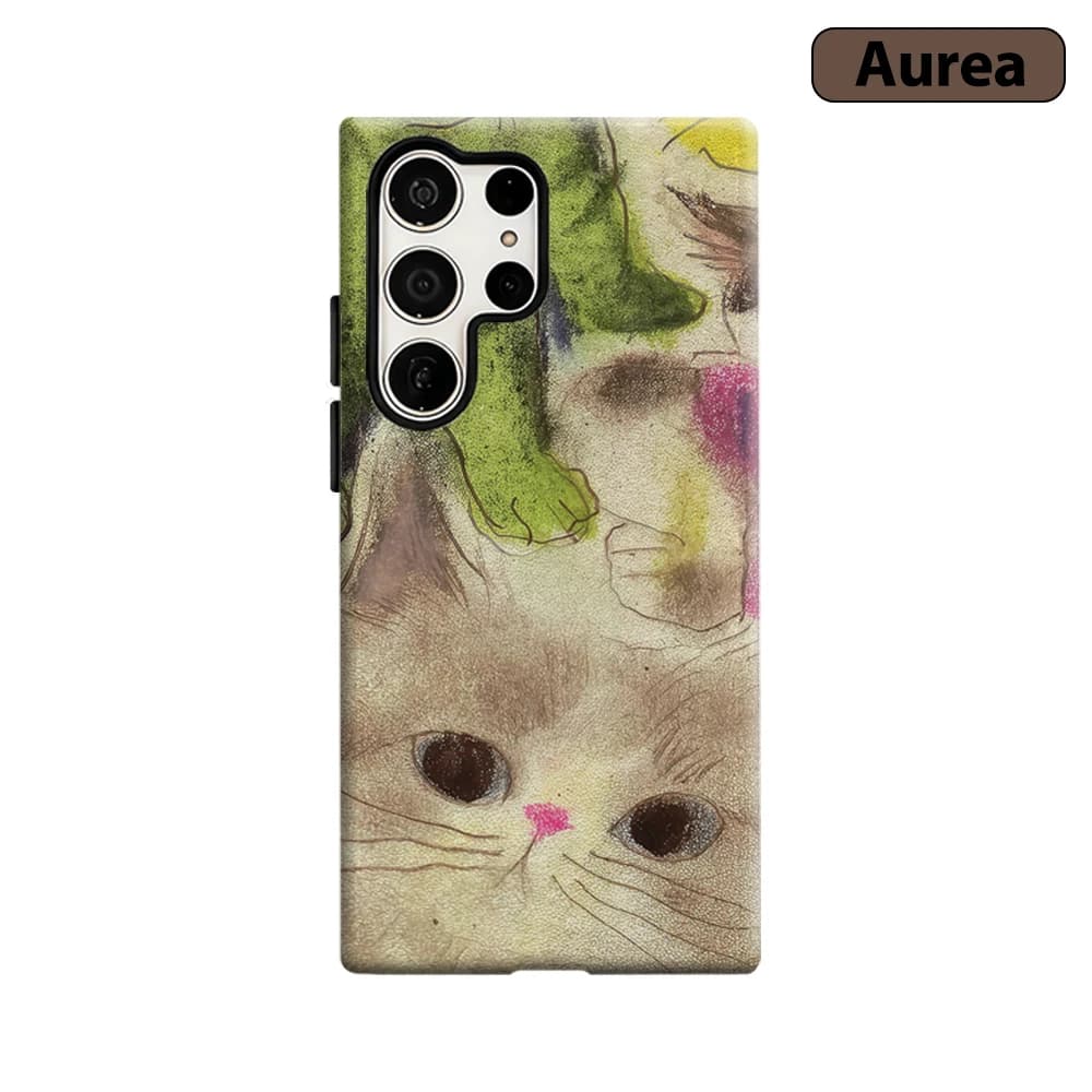 Cover per Telefono con Design Pop Art Gatto per Samsung Galaxy S25 Ultra S24 S23 Ultra Plus, Antiurto a Doppio Strato, Custodia Posteriore Resistente