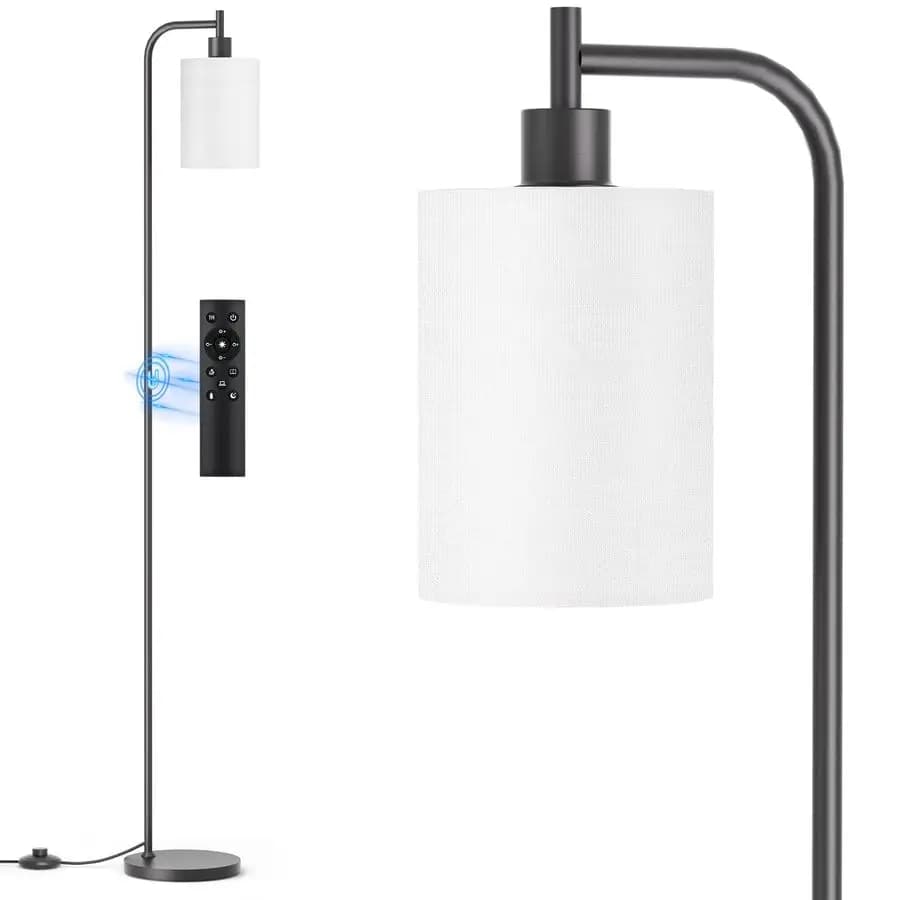 Lampada con paralume in lino, lampada da terra alta dimmerabile con telecomando e 3 temperature di colore, lampade da terra moderne per soggiorno