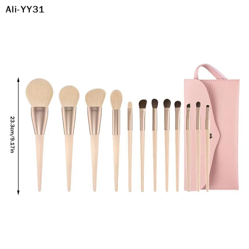 【AW8】Set di 12 Pennelli da Trucco 2026, Strumenti Portatili Morbidi per Makeup, per Cipria, Blush, Correttore, Ombretto, Professionali con Borsa Portaoggetti