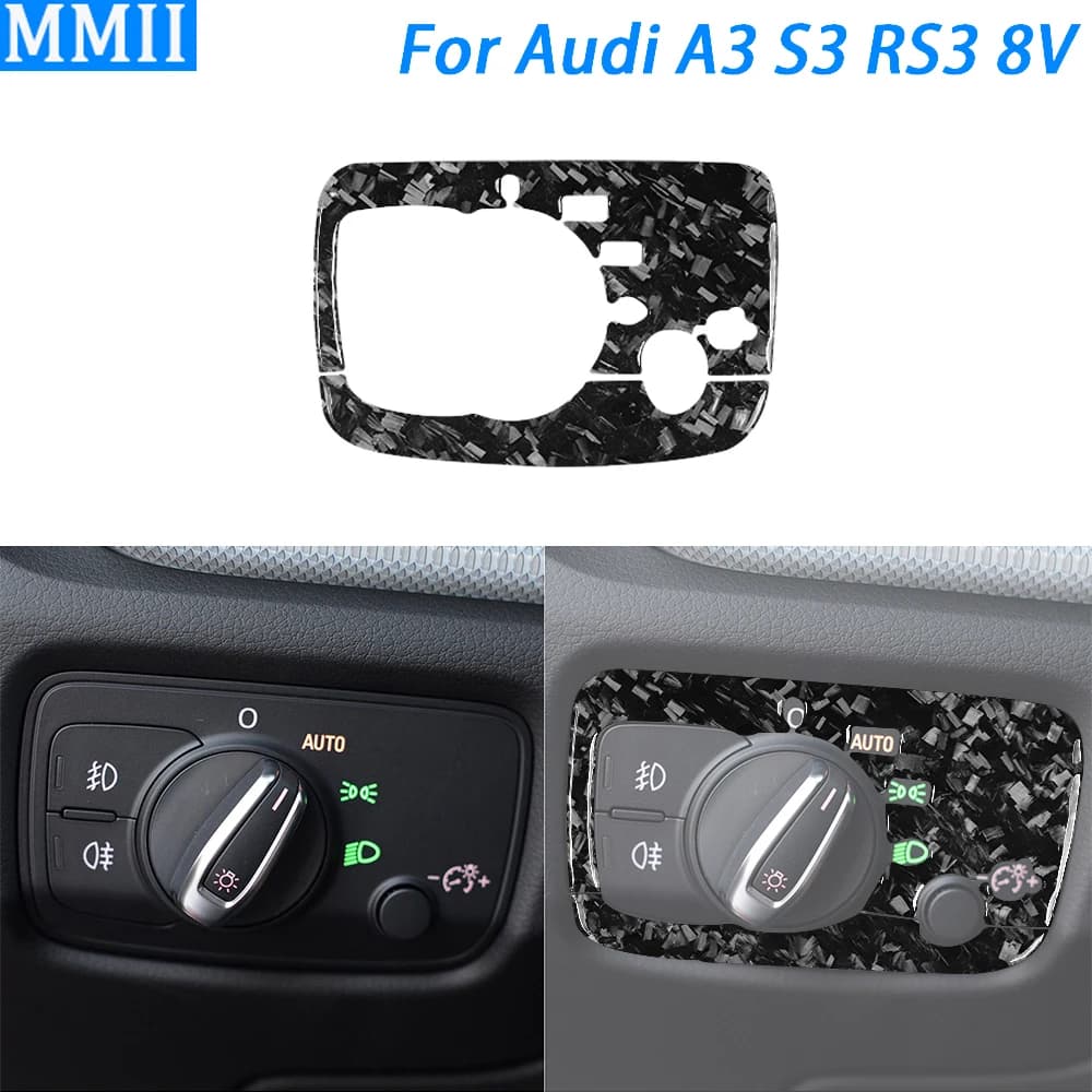 Per Audi A3 S3 RS3 8V 2013-2019 Forgiato In Fibra di Carbonio Interruttore Del Faro Pannello di Controllo Della Copertura Trim Accessori Per Interni Auto adesivo