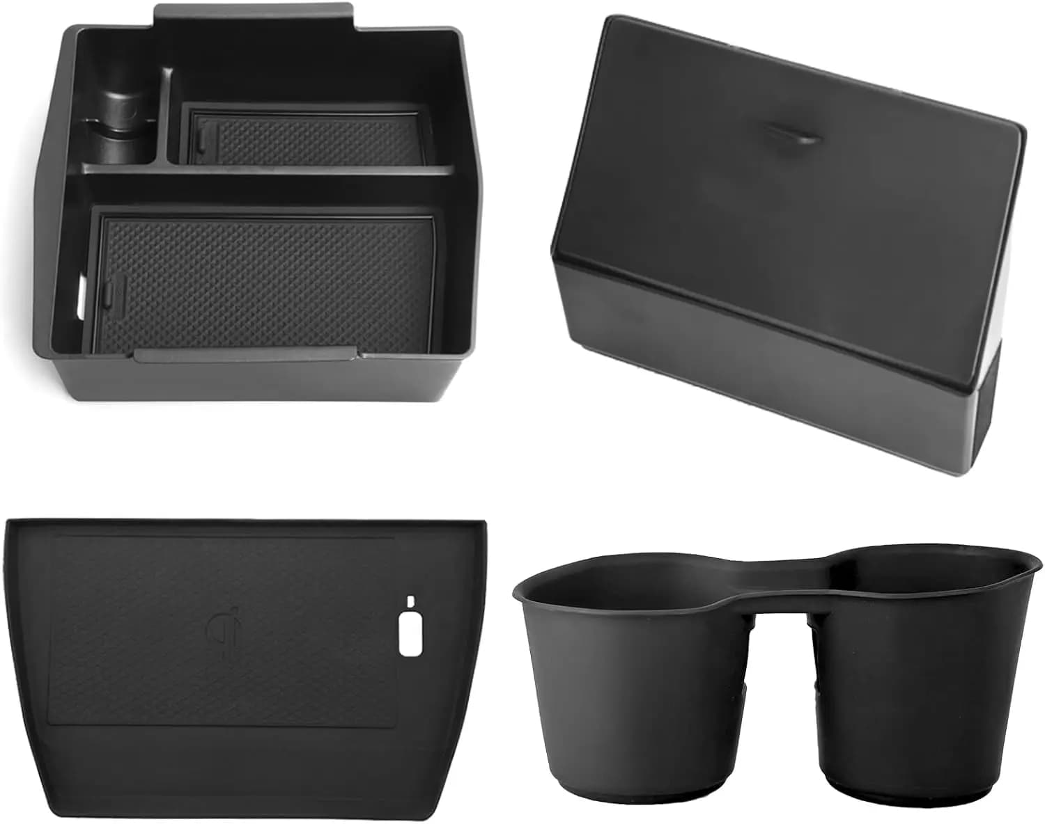 Set Organizzatore per Console Centrale per Subaru Forester 2025, Scatola Portaoggetti per Bracciolo + Portabicchieri in Silicone + Vano Nascosto + Wireless