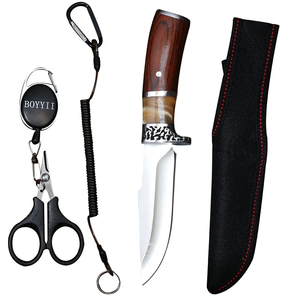 4" Meat Cleaver Fillet Knife High-end Colored Wood Handle Boning Knife Cutting Meat Cutter Paring Knife Kitchen Fruit Knife