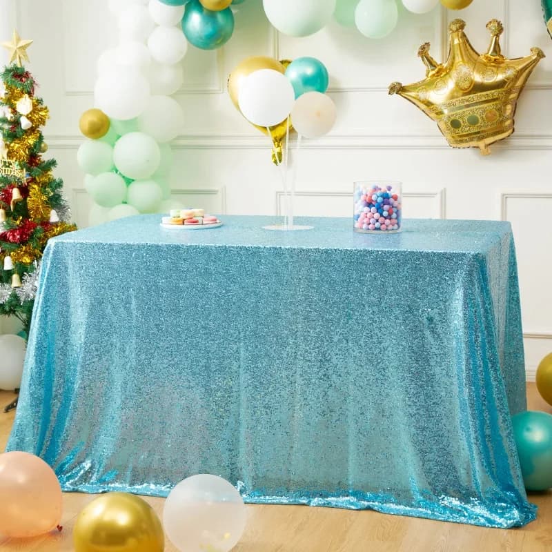 Tovaglia Rettangolare con Paillettes Dorate, Lunga per Matrimoni, Compleanni, Baby Shower, Eventi e Decorazioni per il Giorno dell'Indipendenza