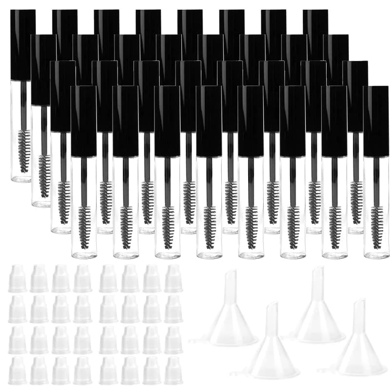 10 Pieces Tubes for 10ml Mascara, Containers for Eyelashes with 4 funnels to Transfer Castor Oil for Cosmetics Fai-da- ♪