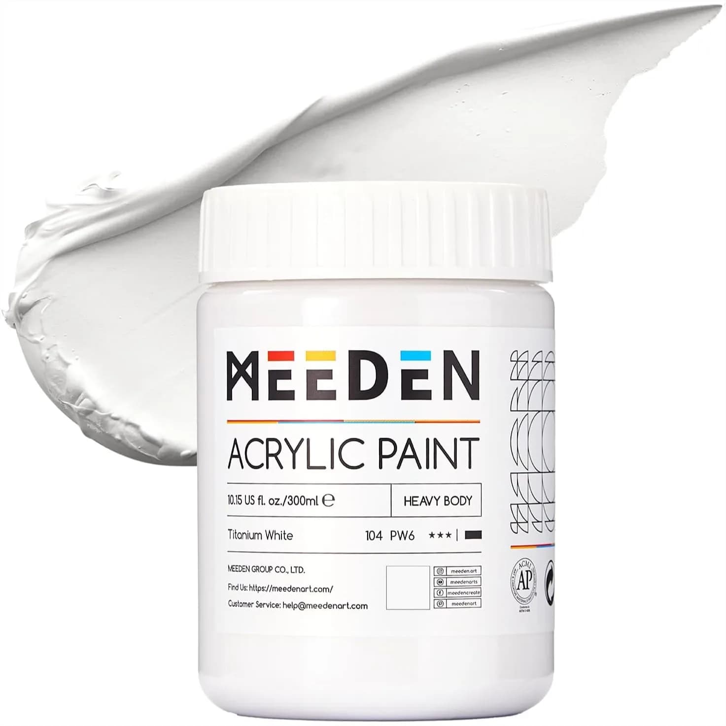 Heavy Body Acrylic Paint 10oz Titanium White - Thick Gloss Paint for Canvas & Art Projects with Smooth Texture