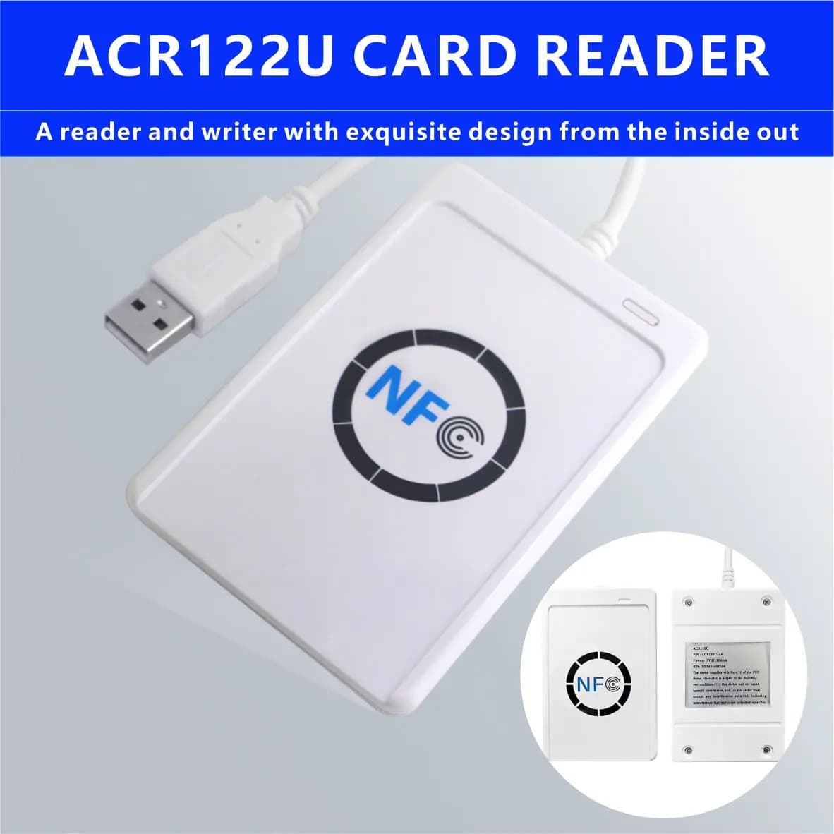 ACR122U RFID IC Lettore di Smart Card Senza Contatto Scrittore Copiatrice Duplicatore Scrivibile Clone NFC USB S50 13.56mhz M1 Copiatrice di Schede
