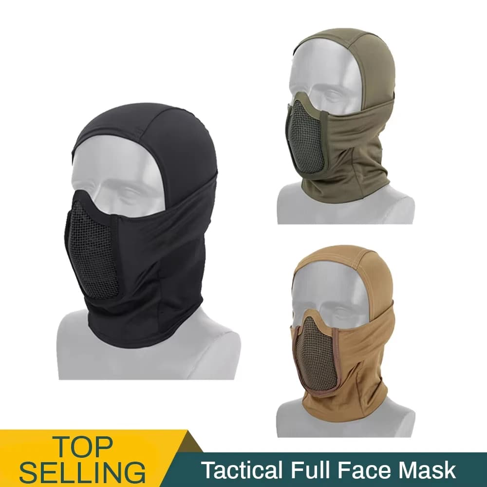 Maschera Tattica Integrale Balaclava, Copricapo per Moto, Airsoft, Paintball, Maschera Protettiva in Rete Metallica per Caccia