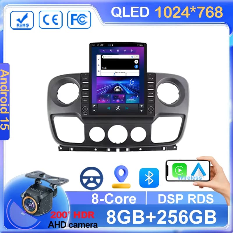 9.7 pollici Per Renault Master Nissan NV400 Opel Movano 2010 2021 Auto DVD Android Auto Multimedia Radio Stereo Schermo di Navigazione BT