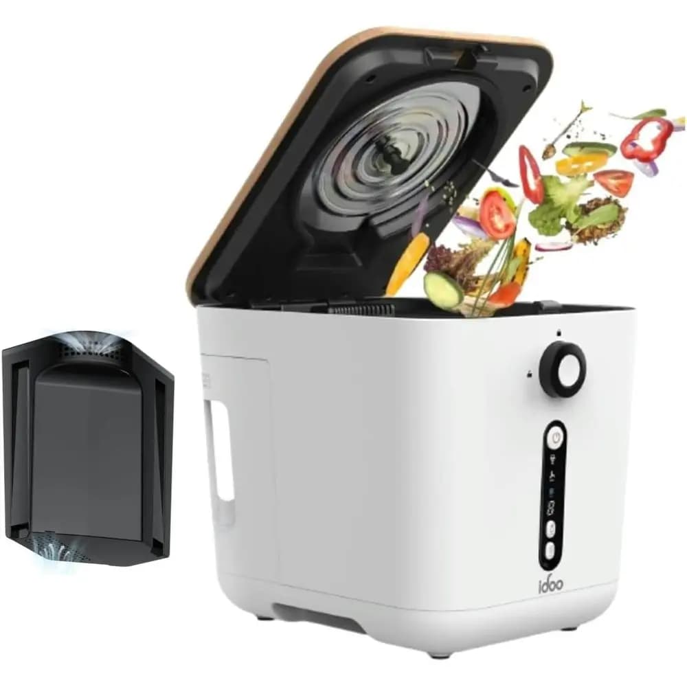 Contenitore per Compostaggio da 3L - Per Interni/Esterni, Inodore, Autopulente, Converte i Rifiuti Alimentari in Fertilizzante, Bianco