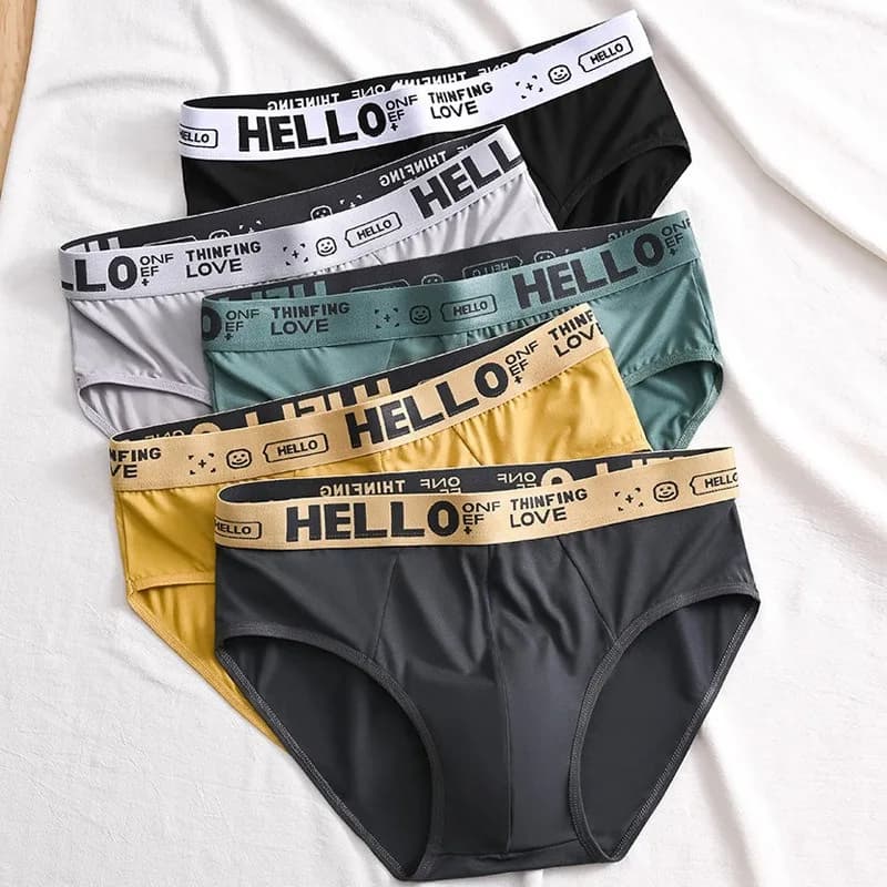 5PCS Men's Briefs Teen Letter Personalized Briefs Shorts Comfortable and Breathable