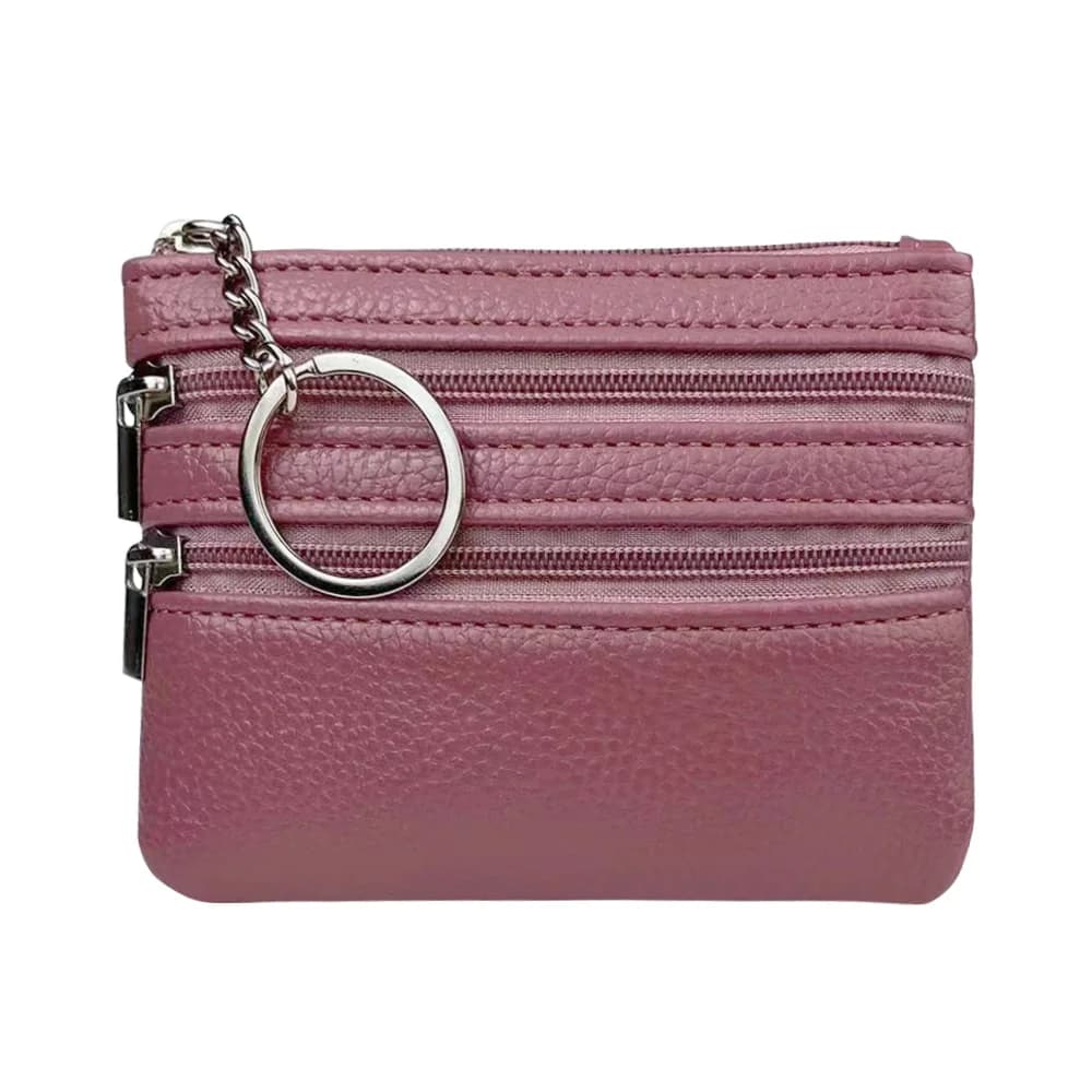 Portable PU Leather Money Coin Purse Wear-resistant Waterproof Credit Card Holoder with Key Ring Zipper Wallet Money Bag Male