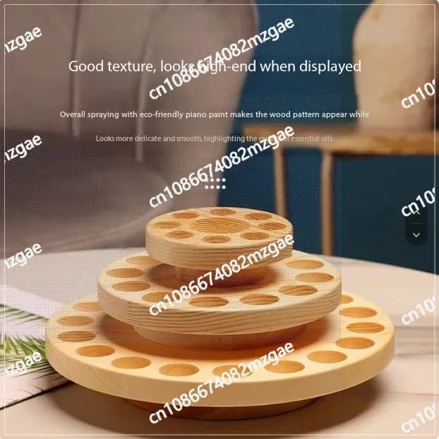Carosello per display di oli essenziali e rossetti da tavolo - 360 ° Supporto girevole in legno massello con 39 scomparti portaoggetti