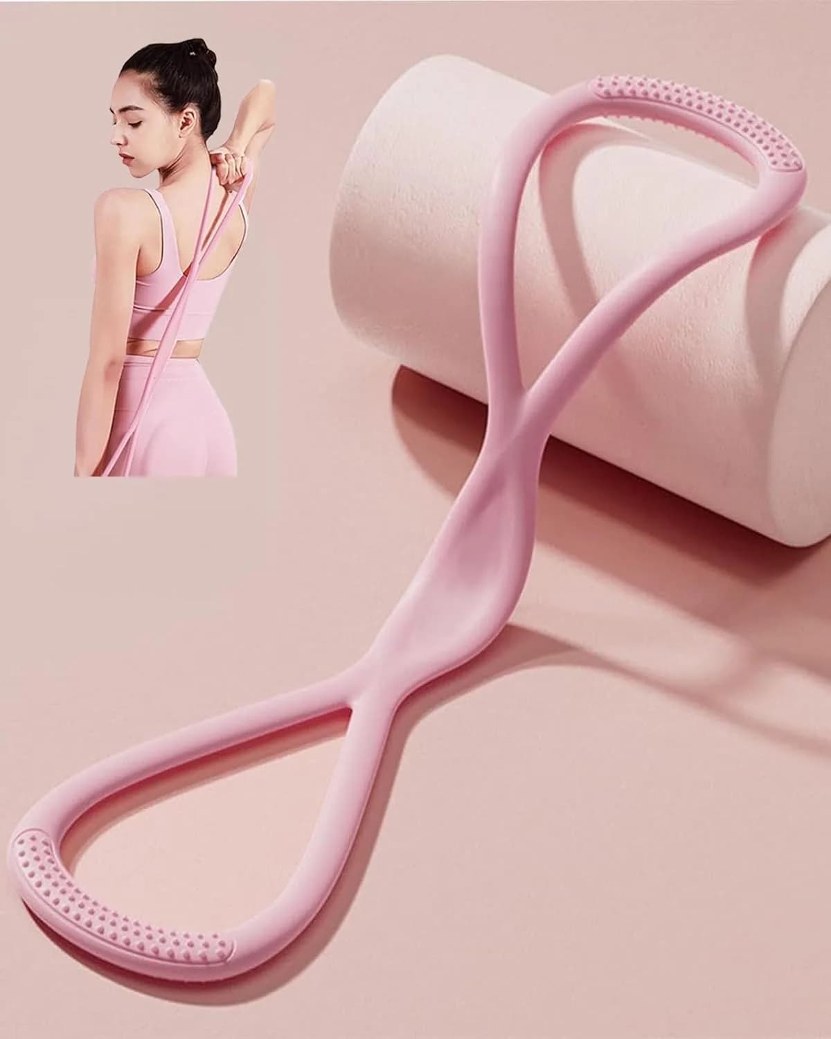 Fascia elastica per yoga a forma di 8, corda elastica per fitness, adatta per stretching della schiena, modellamento del corpo e allenamento della forza.