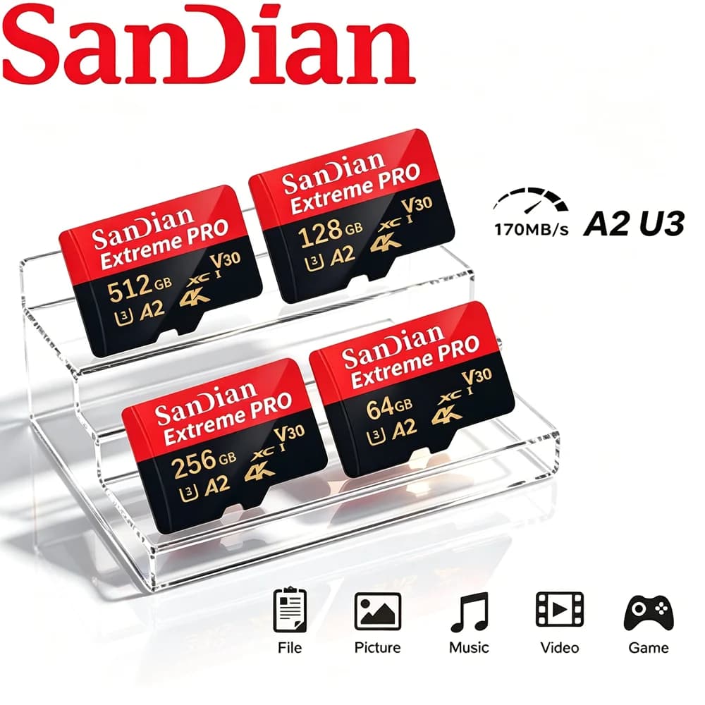 Memory Card 64GB 128GB 256GB 512GB SD Card Micro TF SD U3 V30 A2 High Speed Best Seller For Drone 4K Video Aerial Photography