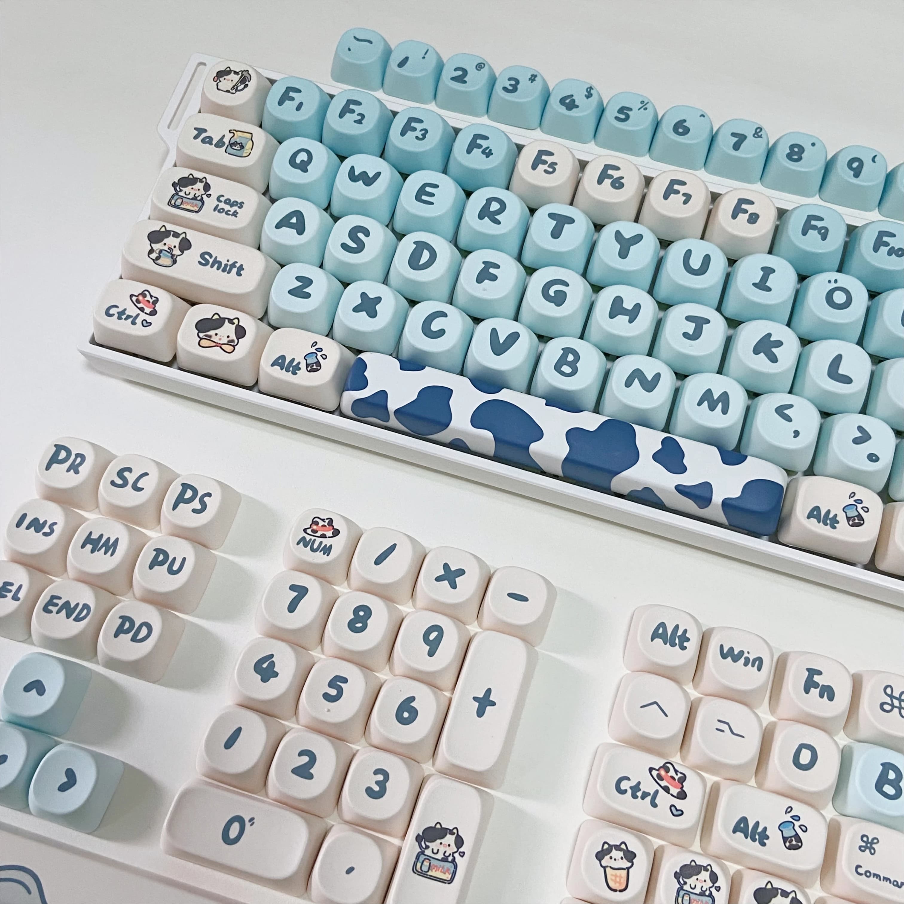 Blue Cow Keycaps for Mechanical Keyboards Decor MOA Profile PBT Key Caps Gaming Keyboards Accessories Cute Key Caps