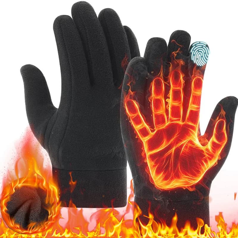 Guanti da ciclismo invernali antivento in pile termico da esterno da uomo TouchScreen Bike Bicicletta Sport Guanti caldi antiurto Guanti da sci