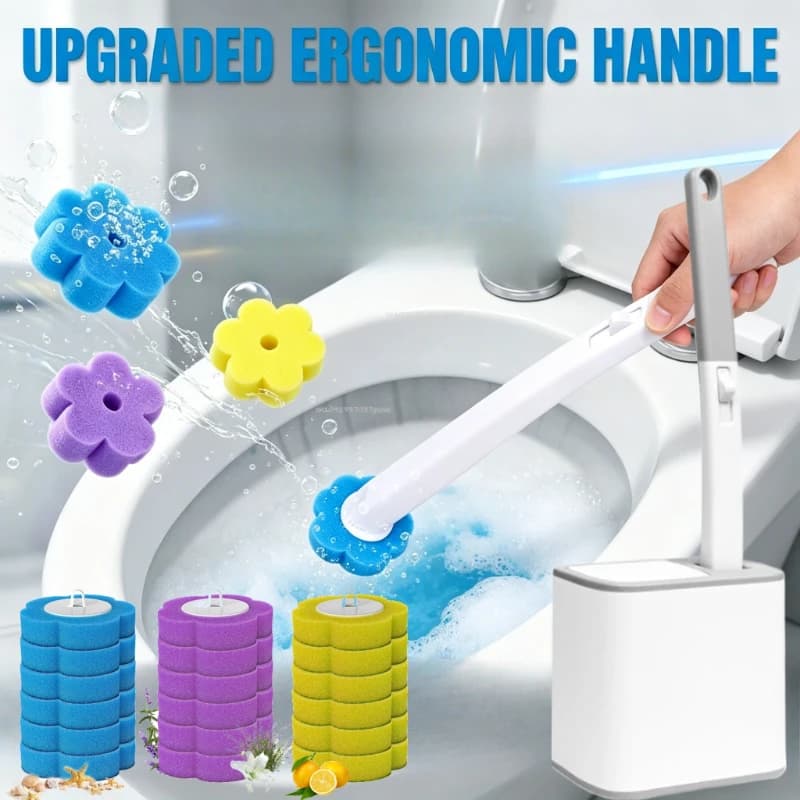 Kit di Pulizia per WC con Spazzola Usa e Getta, Spazzola per WC con Manico Lungo, Accessori per Bagno e Casa