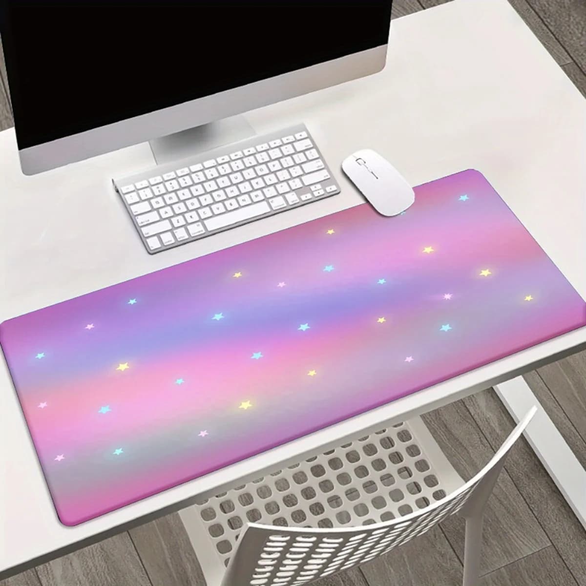 Tappetino per Mouse XXL con Cielo Stellato Colorato, Tappetino da Scrivania in Gomma per Tastiera da Gaming, per Ufficio, Computer, PC, Gamer