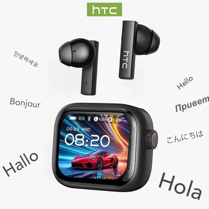 [Tela Ultra HD] Auricolari HTC NE40 Bluetooth V6 TWS Cuffie wireless sportive Traduttore AI Auricolari In-Ear con riduzione del rumore Microfono