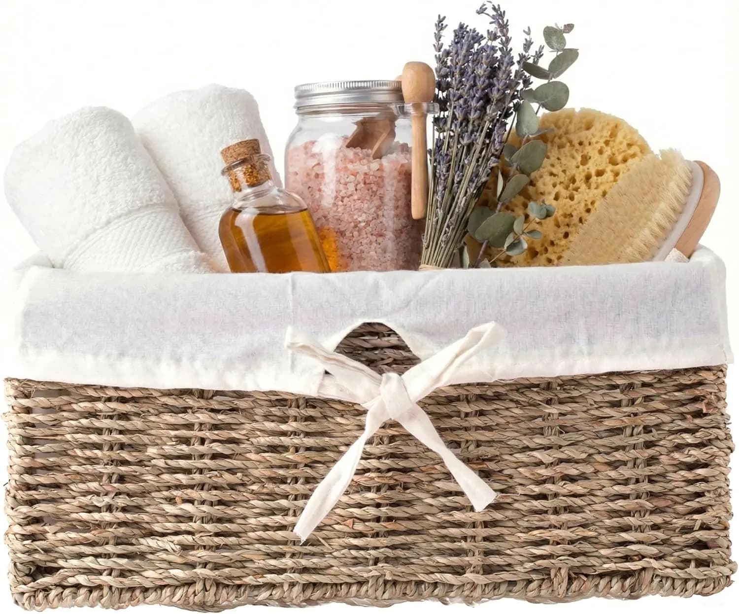 Sea jacket wicker basket with white coating, small empty gift basket for gifts, organizer for shelves or WC tanks