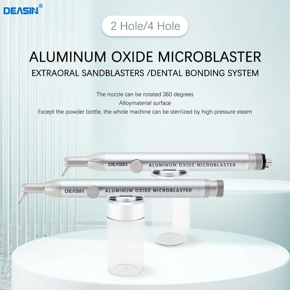 Dental Air Polisher Aluminum Oxide Air Abrasion Master Sandblaster Device Air with Teeth Whitening Sticker with Water Spray