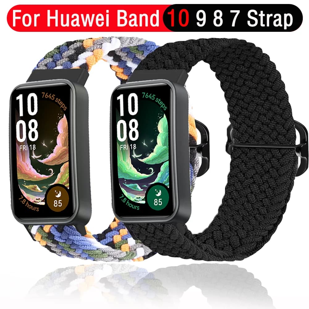Fascia ad anello intrecciato in nylon per Huawei Band 10 9 8 7 Bracciale sportivo elastico regolabile Huawei Band 10 Accessori per braccialetti
