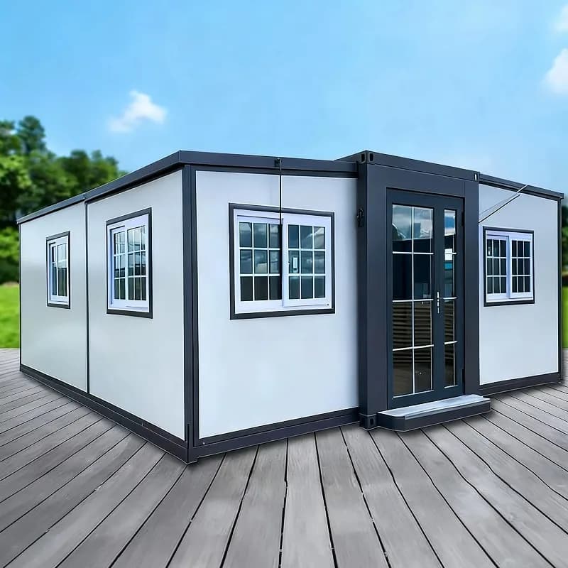 Casa container ventilata e pieghevole con circolazione naturale dell'aria per deumidificare gli interni, creando uno spazio confortevole per la vita all'aperto.