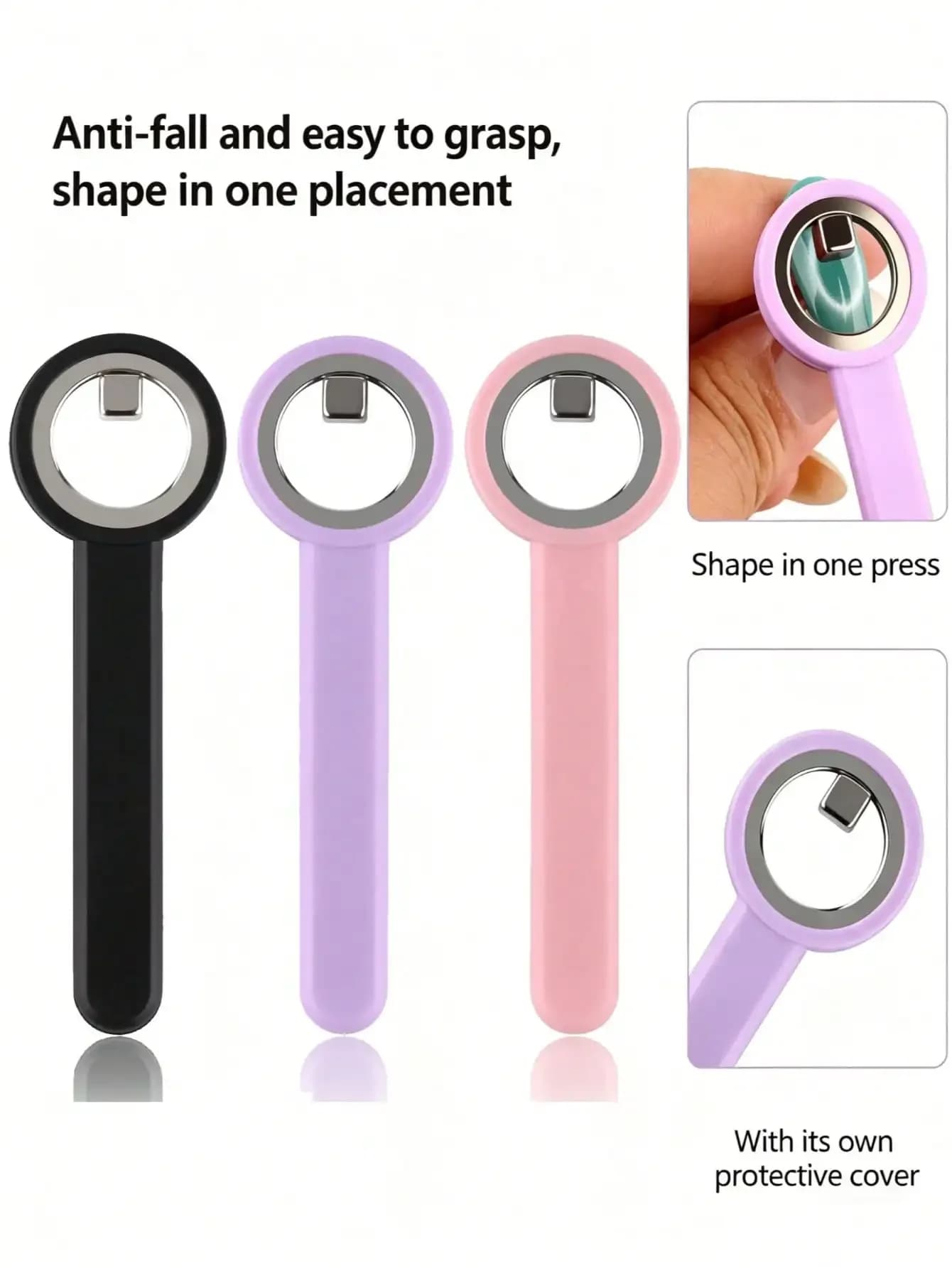 1 pezzo di anello magnetico per unghie migliorato con impugnatura in silicone, strumento per unghie Cat Eye a effetto occhio di gatto in 3 secondi: adatto per principianti, anello magnetico potente che crea facilmente l'effetto occhio di gatto nero, ideale per regali e bomboniere.