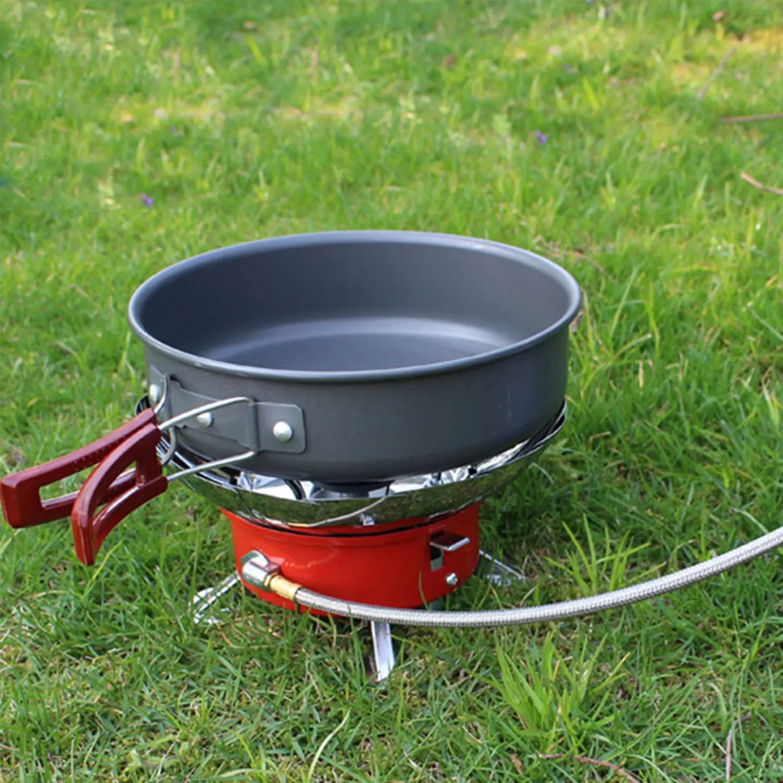 Padella in Lega di Alluminio per Esterni con Manico Pieghevole, Pentola Portatile da Campeggio, Utensile da Cucina per Picnic e Casa, Nero