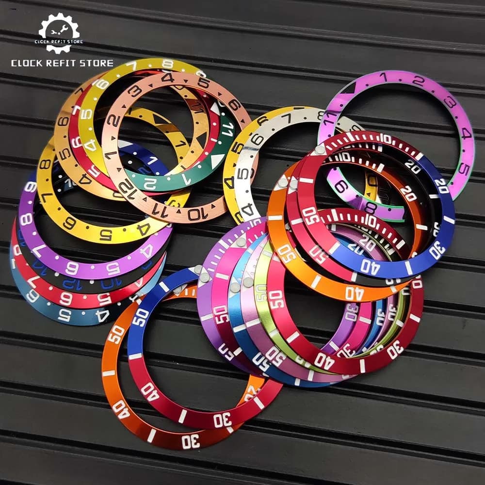 Lunetta colorata da 38 mm, rosso/viola/rosa/arancione, 22 lunette colorate, lunetta modificata di ricambio per orologi meccanici automatici