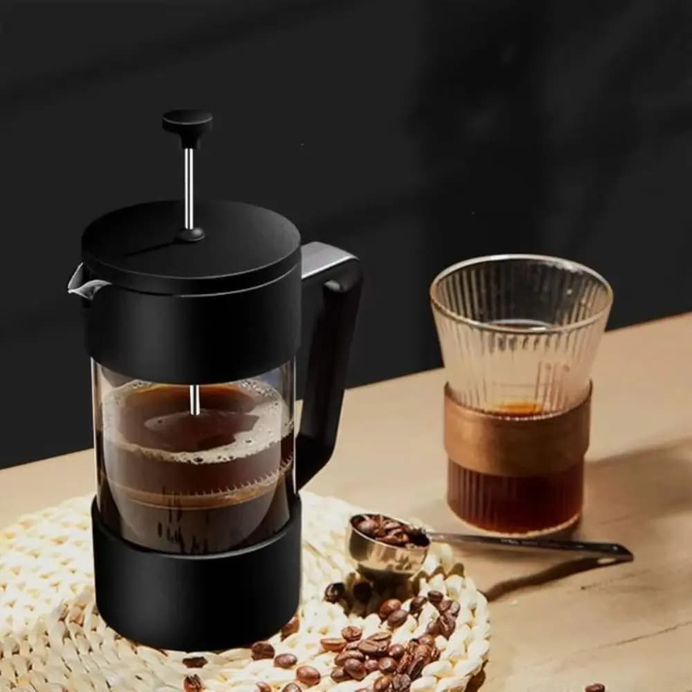 Thickened Glass French Press Coffee Maker Heat Resistant Dishwasher Safe Hand Punch Pot Multifunction Filtration System