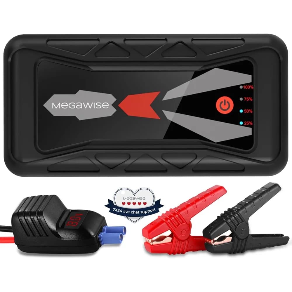 MEGAWISE 1500A Peak 16800mAh Batteria per auto Jump Starter Booster (fino a gas da 7 litri o motori diesel da 5 litri), alimentazione portatile da 12 V con doppio