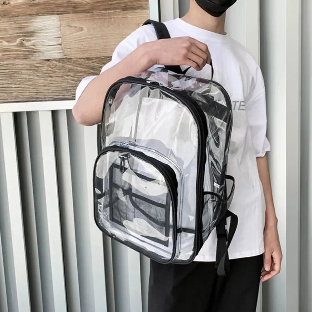 PVC Transparent Backpack Large Capacity Storage Bag Students School Bag Travel Bag Ins Large Handbag Clear Shoulder Bag School