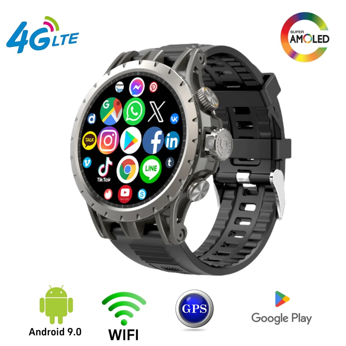 New Q85 Smart Watch 4G Android 9.0 5MP GPS rotating camera Wechat Google Play video call 128GB storage Smartwatch for man