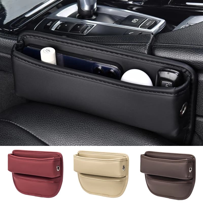 TazerApex Universal Car Seat Gap Organizer PU Leather Console Side Pocket Auto Crevice Filler Storage Box Interior Accessory